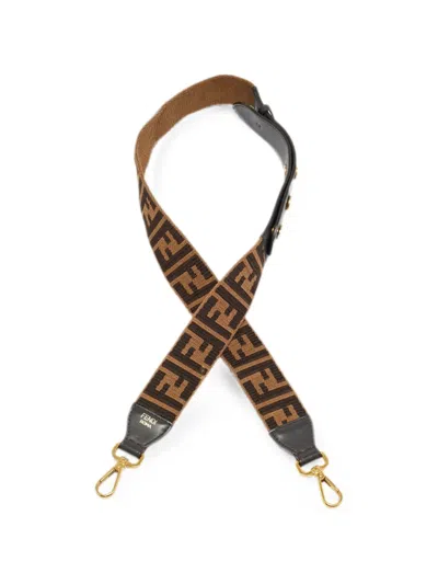 Pre-owned Fendi Zucca Canvas Shoulder Strap In Neutral
