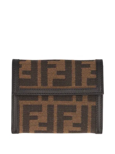 Pre-owned Fendi Zucca Canvas Wallet In Brown