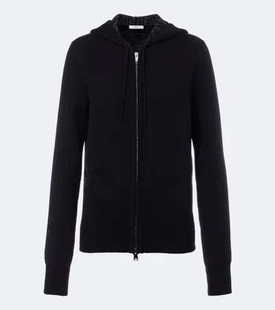 Fendi Zucca Cashmere-blend Zip-up Hoodie In Black