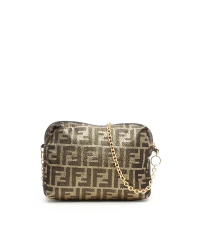 Fendi Zucca Chain Crossbody Bag In Black