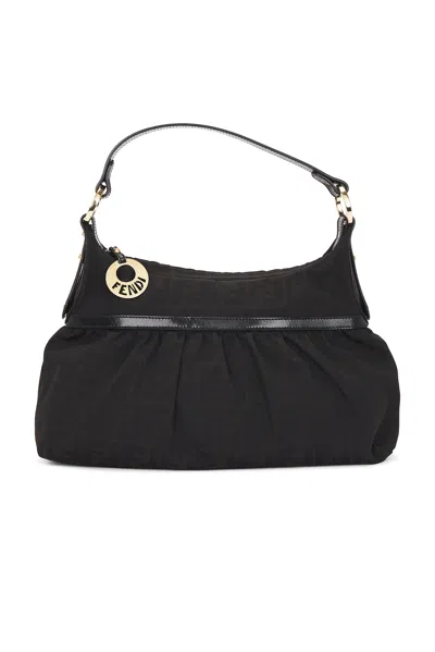 Pre-owned Fendi Zucca Chef Shoulder Bag In Black