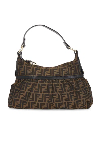 Pre-owned Fendi Zucca Chef Shoulder Bag In Brown