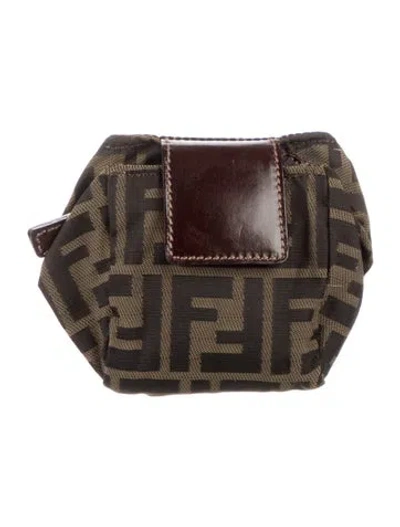 Pre-owned Fendi Zucca Cosmetic Bag. In Brown