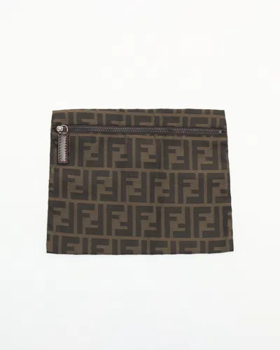 Fendi Zucca Cosmetic Pouch In Brown