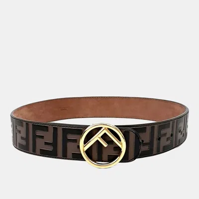Pre-owned Fendi Zucca Embossed Black Brown Belt