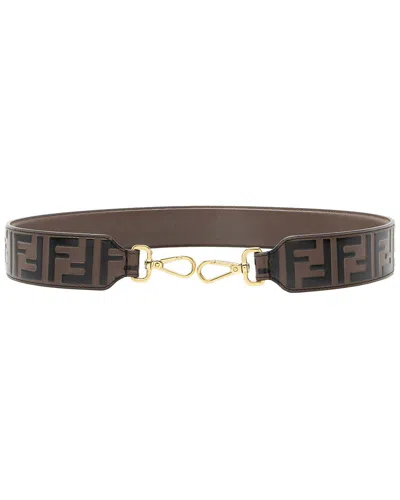 Pre-owned Fendi Zucca Embossed Leather Shoulder Strap (authentic Pre-loved)