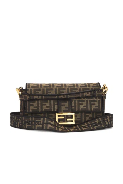 Pre-owned Fendi Zucca Ff 1974 Baguette Shoulder Bag In Brown