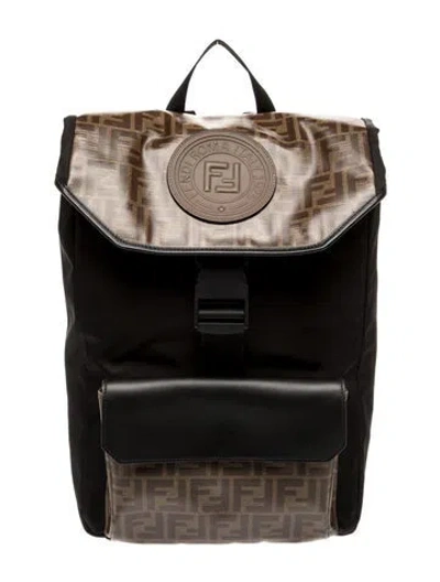 Pre-owned Fendi Zucca Ff Backpack In Black