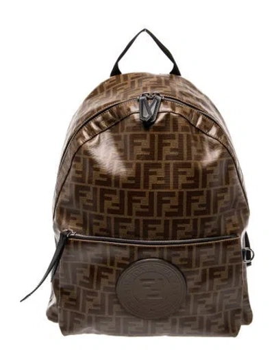 Pre-owned Fendi Zucca Ff Backpack In Brown