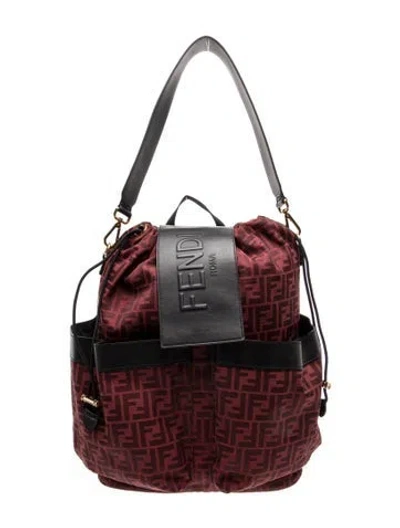 Pre-owned Fendi Zucca Ff Backpack Medium In Burgundy