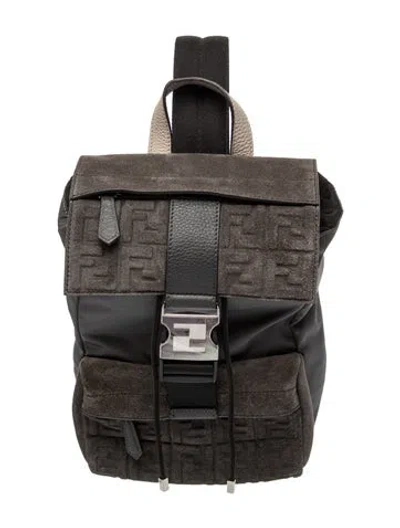 Pre-owned Fendi Zucca Ff Backpack Small In Grey