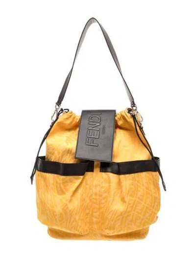 Pre-owned Fendi Zucca Ff Backpack In Yellow