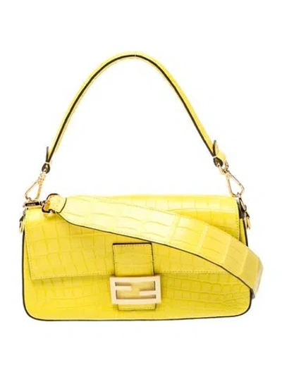Pre-owned Fendi Zucca Ff Baguette 2024 In Yellow