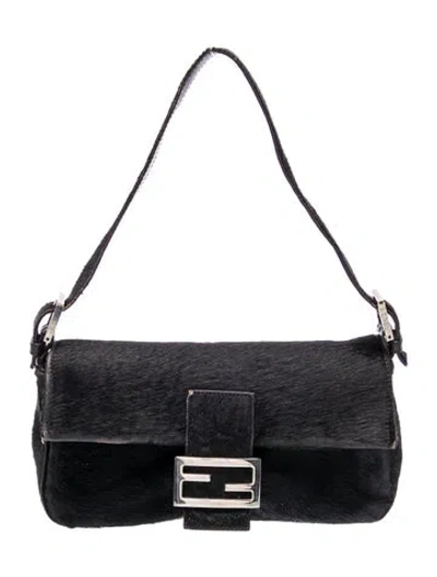 Pre-owned Fendi Zucca Ff Baguette In Black