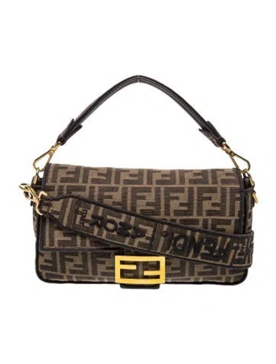 Pre-owned Fendi Zucca Ff Baguette In Brown