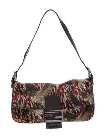 Pre-owned Fendi Zucca Ff Baguette In Brown