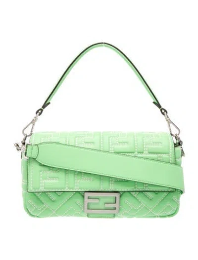 Pre-owned Fendi Zucca Ff Baguette In Green