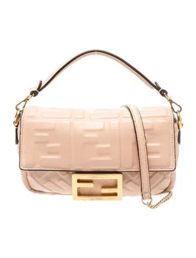 Pre-owned Fendi Zucca Ff Baguette Mini In Pink