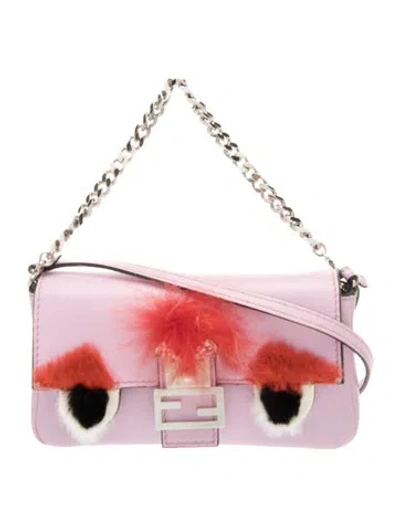 Pre-owned Fendi Zucca Ff Baguette Mini In Pink