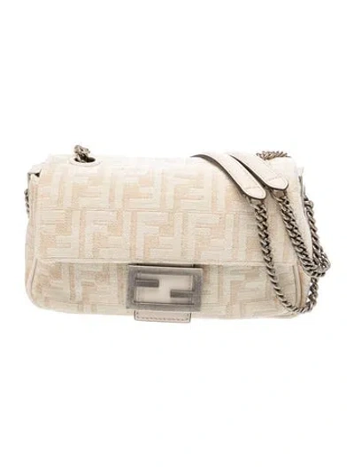 Pre-owned Fendi Zucca Ff Baguette In Neutral