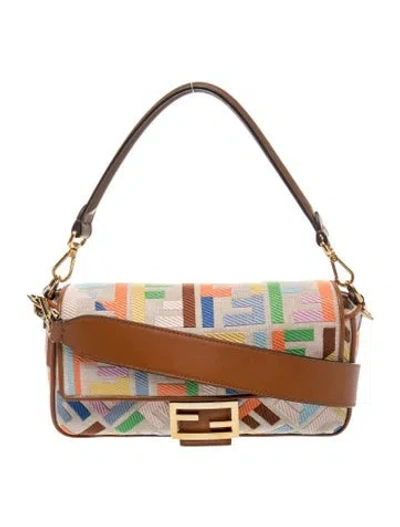 Pre-owned Fendi Zucca Ff Baguette In Neutral