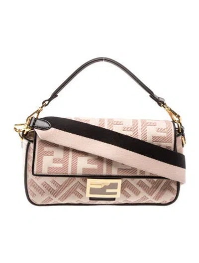 Pre-owned Fendi Zucca Ff Baguette In Pink