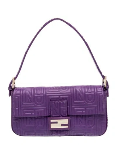 Pre-owned Fendi Zucca Ff Baguette In Purple