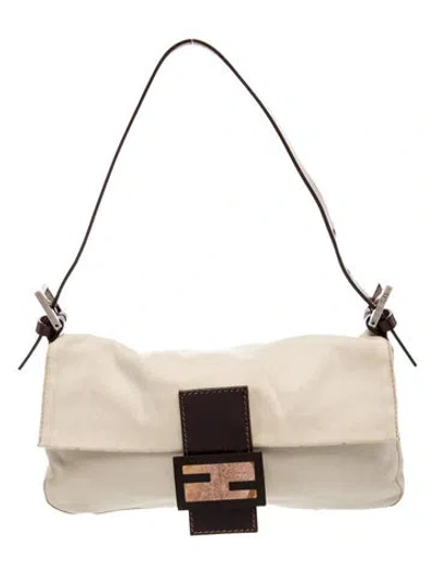 Pre-owned Fendi Zucca Ff Baguette Vintage In Neutral
