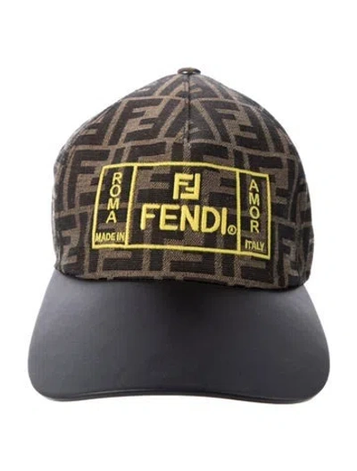 Pre-owned Fendi Zucca Ff Baseball Cap In Brown