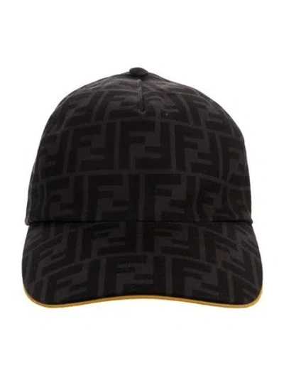 Pre-owned Fendi Zucca Ff Baseball Hat In Black