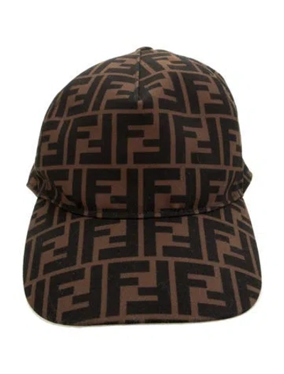 Pre-owned Fendi Zucca Ff Baseball Hat In Black/neutrals