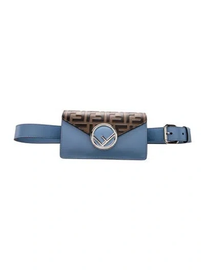 Pre-owned Fendi Zucca Ff Belt Bag In Blue
