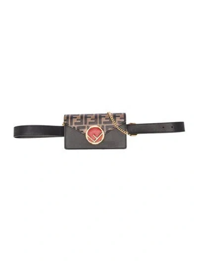 Pre-owned Fendi Zucca Ff Belt Bag In Grey