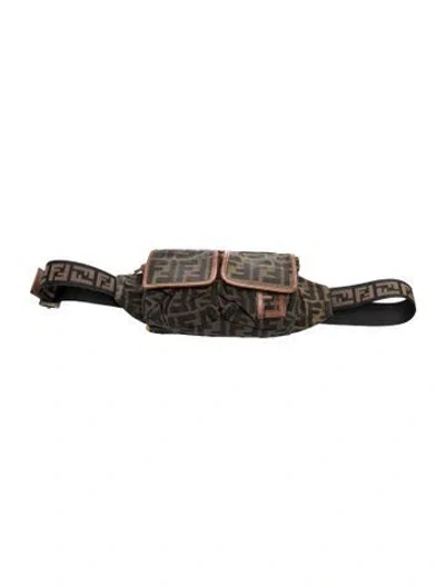 Pre-owned Fendi Zucca Ff Belt Bag Vintage In Brown