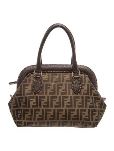 Pre-owned Fendi Zucca Ff Boston In Brown