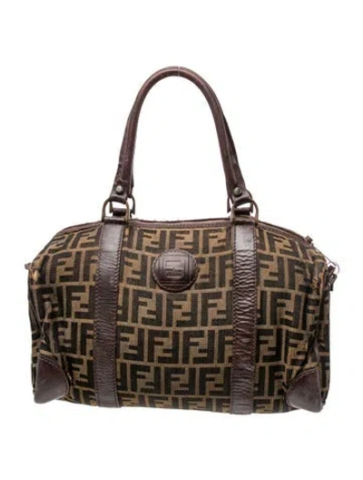 Pre-owned Fendi Zucca Ff Boston In Brown