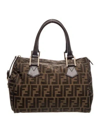 Pre-owned Fendi Zucca Ff Boston Medium In Brown