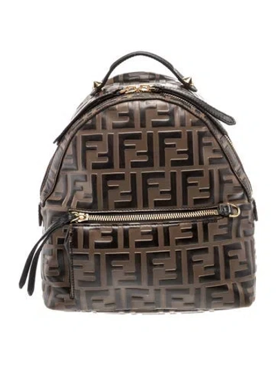 Pre-owned Fendi Zucca Ff By The Way In Brown