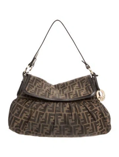 Pre-owned Fendi Zucca Ff Chef Medium In Brown