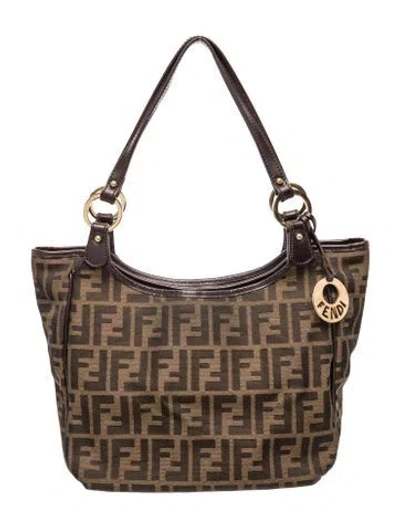Pre-owned Fendi Zucca Ff Chef Medium In Brown