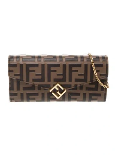 Pre-owned Fendi Zucca Ff Clutch 2023 In Brown