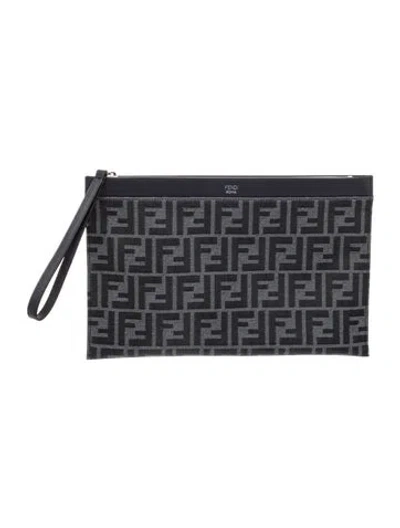 Pre-owned Fendi Zucca Ff Clutch 2024 In Blue