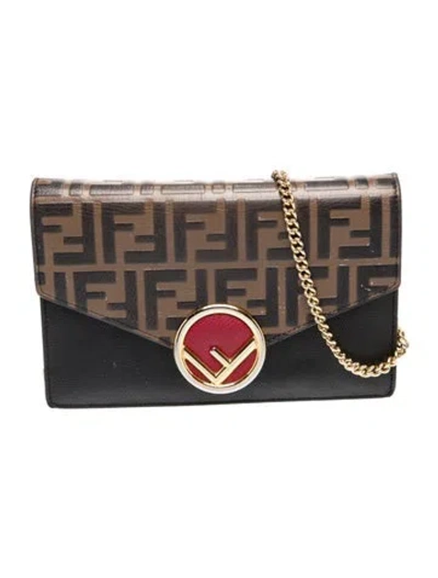 Pre-owned Fendi Zucca Ff Clutch In Brown