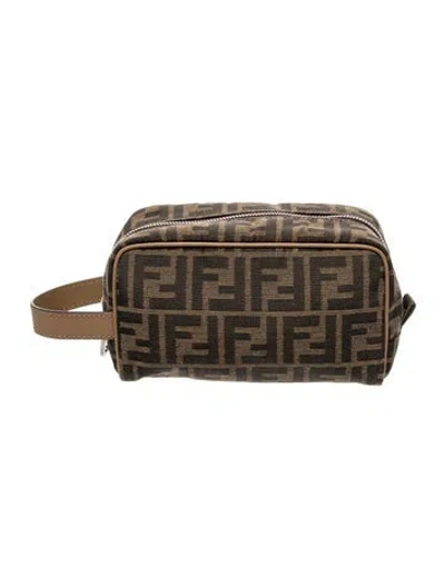 Pre-owned Fendi Zucca Ff Clutch In Brown