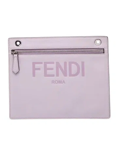 Pre-owned Fendi Zucca Ff Clutch In Purple