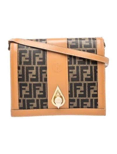 Pre-owned Fendi Zucca Ff Crossbody Bag Vintage In Brown