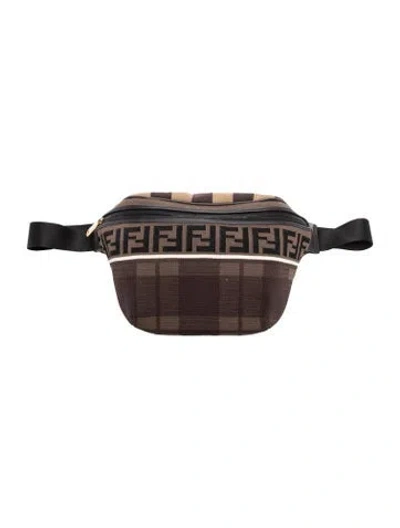 Pre-owned Fendi Zucca Ff Diagonal Belt Bag In Brown