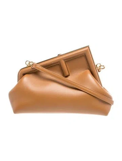 Pre-owned Fendi Zucca Ff First Bag Medium In Neutrals