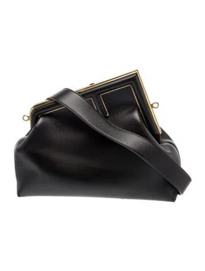 Pre-owned Fendi Zucca Ff First Shoulder Bag In Black