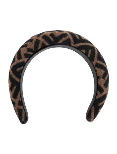 Pre-owned Fendi Zucca Ff Headband In Brown